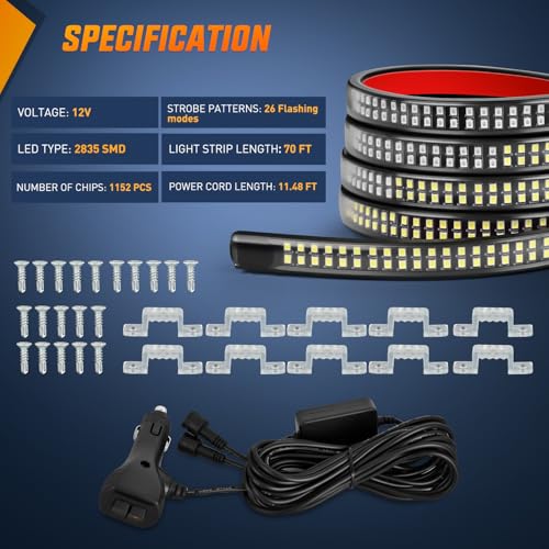 Nilight 2PCS 70 Inch Running Board LED Lights Strip Amber Green for Truck - color: Amber Green