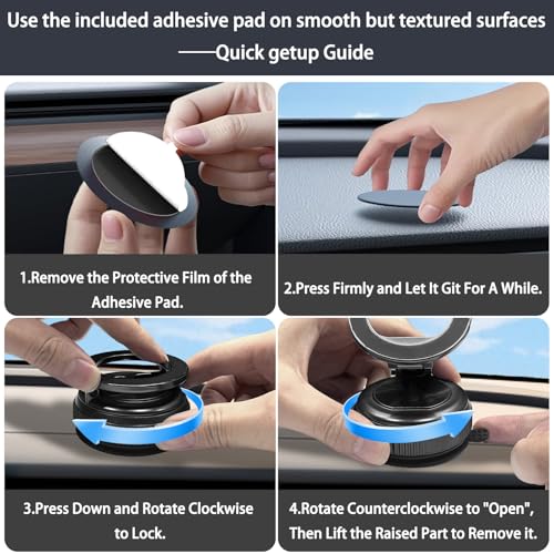 Car Phone Holder for Magsafe, 360° Adjustable Foldable Car Mount [108LBS Strongest Suction & 2800gf Magnetic] Portable for Car/Gym/Mirror Mount/Daily Stand for iPhone and All Smartphones, Black