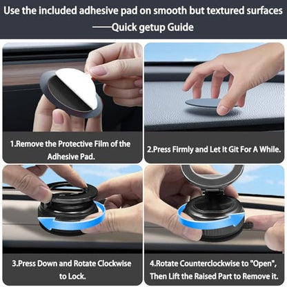 Car Phone Holder for Magsafe, 360° Adjustable Foldable Car Mount [108LBS Strongest Suction & 2800gf Magnetic] Portable for Car/Gym/Mirror Mount/Daily Stand for iPhone and All Smartphones, Black