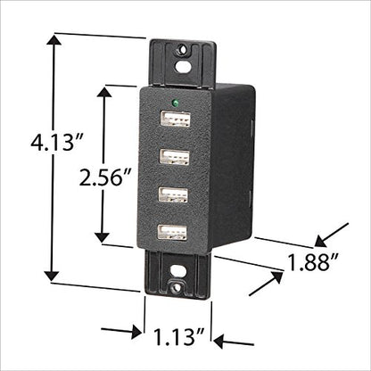 Magnadyne Wall Mount USB-A Charging Ports for RV & Vehicle Use, Includes Wall Plate (Black)