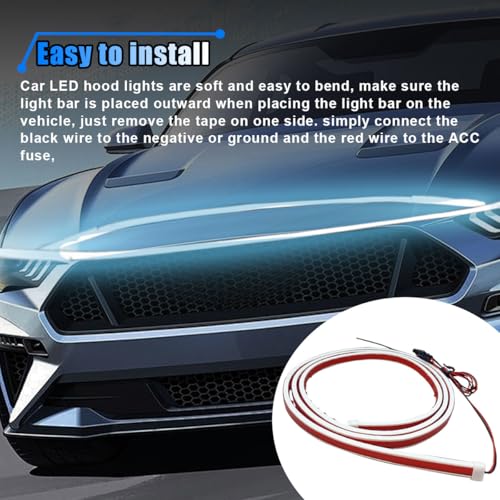 71 Inch Exterior Car LED Hood Light Strip, 12V LED Strip Light, Blue - color: Blue
