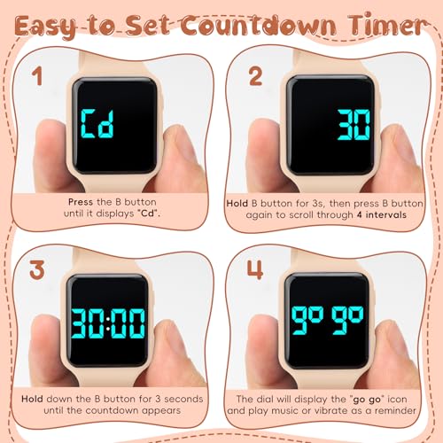 BEN NEVIS Potty Training Watch, Digital Toddler Watch with Countdown/Music/Alarm Clocks/Vibration Reminder and Waterproof, Remind Toddler to Go to The Toilet - color: 26-Apricot-HuDie
