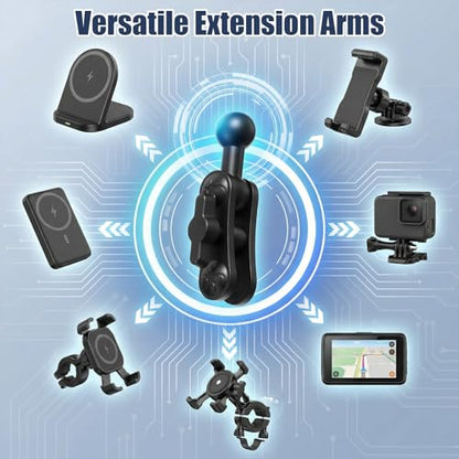 Skrfren 17mm Ball Mount Extension Adapter for Car Phone Holder, 360° Rotation Extension Rod for Car Air Vent Compatible with GPS Mount