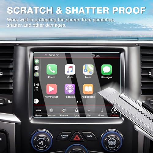 Karltys [Upgrade] 2 Pack 2013-2025 2026 Dodge Ram 1500 2500 3500 New 8.4-Inch Screen Protector [No Glare & Fingerprint] for Touchscreen Navigation Protective Film Tempered Glass Screen Protector for Dodge Ram 1500 Accessories - size: 2013-2023 Dodge Ram 1
