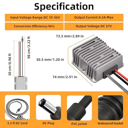 Starlink Cable Step-Up Converter 12V/24V to 57V for Standard 4/4X/V5 - color: Battery Adapter-57V