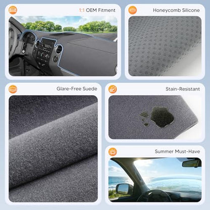 CARTIST Gray Dash Cover for 2004-2008 Ford F150/Lincoln Mark LT Accessories|Premium Anti-Glare UV Protection Non-Slip Silicone Dashboard Cover Mat - color: 4)04-08 F-150(Gray)