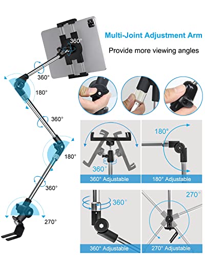 Car/Truck Seat Rail Tablet Mount, 35" Heavy Duty Car Floor Bolt Tablet Holder, Vehicle Front Seats Stand for iPad Pro Air Mini, iPhone, Galaxy Tabs, Z Fold, More 4-13" Cell Phones and Tablets