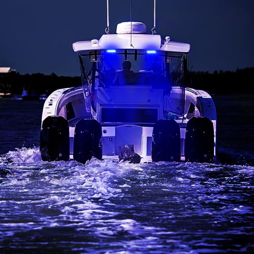 Nilight Marine LED Pods Navigation Lights 2PCS 72W Blue Beam Flood Beam Ponton Boat Deck Dock Lighting for Night Fishing T-top Stern Yacht Kayak Port Sailboat Trucks Tractors - color: Blue Lights White House 72W