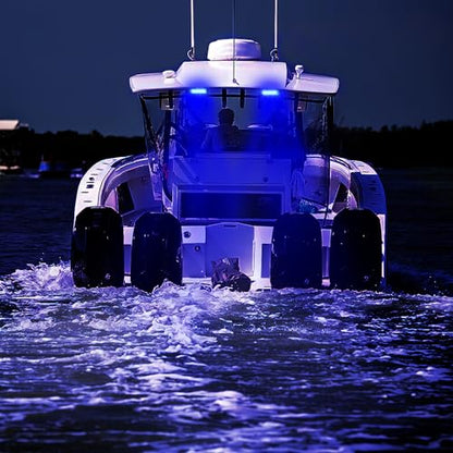 Nilight Marine LED Pods Navigation Lights 2PCS 72W Blue Beam Flood Beam Ponton Boat Deck Dock Lighting for Night Fishing T-top Stern Yacht Kayak Port Sailboat Trucks Tractors - color: Blue Lights White House 72W