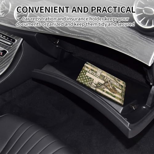 Car Registration and Insurance Card Holder Wallet, Deer Hunting Fishing Faith Vehicle Document Organizer for Glove Box, Auto License & ID Card Holder Case, Slim Multi-Slot Car Paper Organizer - color: Deer Hunting Fishing Faith