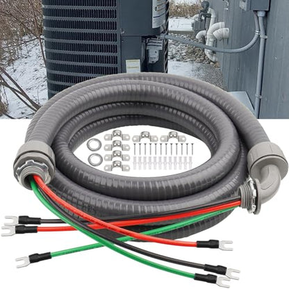 1/2Inch Power Whips Assembly, 12FT Nonmetallic Liquid Tight Flexible Conduit Wire with 3 Conductors 10 Gauge THHN Electrical Wires, A/C Hook-up Whip Kit Electrical Wire(12FTx1/2Inch) - color: Teminal, size: 12FT