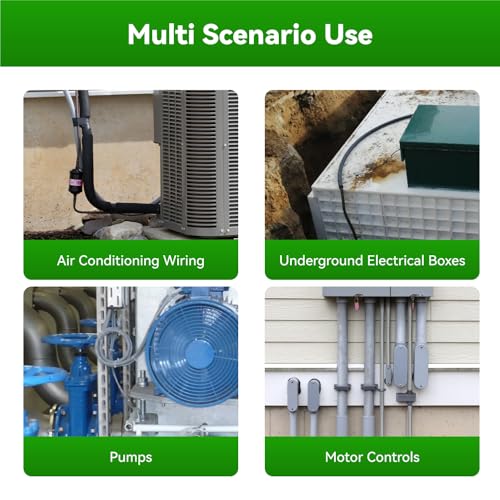 25 Ft Liquid-Tight Conduit and Connector Kit - 1/2 inch Flexible Non Metallic Liquid Tight Electrical Conduit and 4 Straight and 3 Angle Fittings Included. 1/2" Dia - size: 25FT
