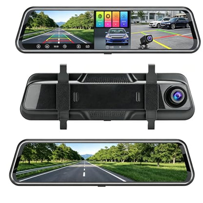 Rear View Mirror Dash Camera for Car Security Front and Rear Dash Cam, Dashcam 10’’ Touch Screen Dual Cameras Car Video Recorder Night Vision G-Sensor Parking Assistance 24H Parking Monitor