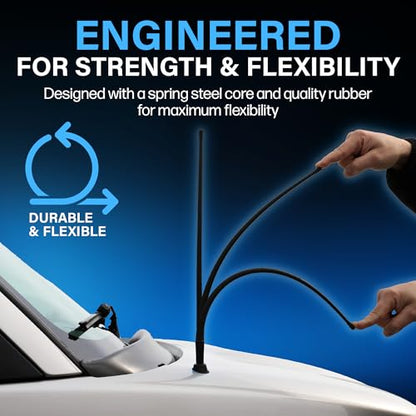Votex Black Short Rubber 17-Inch Universal Car Antenna Kit - Durable, Flexible Outdoor FM Radio Antenna for Cars, Trucks, SUVs - Easy Installation, Stainless Steel Threads, Enhanced Reception
