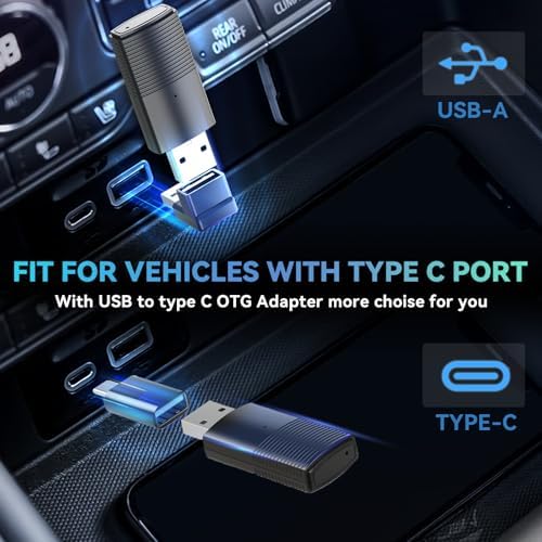 MINIX Wireless CarPlay Adapter for Apple Converts Cars Factory Wired CarPlay to Wireless CarPlay Compatible with iPhone iOS 10+ and 2016+ Cars, Slow Latency with USB C