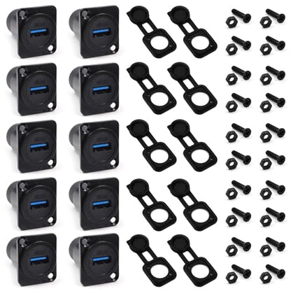 10PCS USB 3.0 Panel Mount Female to Female Connector - color: 10PCS