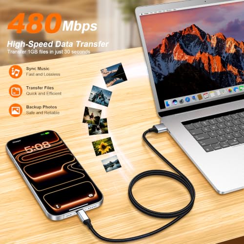 USB to USB C Cable 3FT, 2-Pack USB A to USB C Fast Charging Cord Braided, 3 FT USB to USBC Charger Cable for CarPlay, iPhone 17/16/15 Pro Max, Galaxy S26/S25, iPad Pro/Air - size: 3 FT