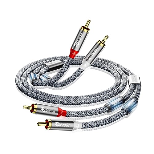 RCA Cable 6ft 2 Pack-2RCA Male to 2RCA Male Stereo Audio Cable with Magnetic Ring Supports[Hi-Fi,Shielded] Braided Auxiliary Audio Cord for Home Theater,HDTV,Amplifiers,Hi-Fi Systems,Speakers - size: 2 Pack 6 Feet