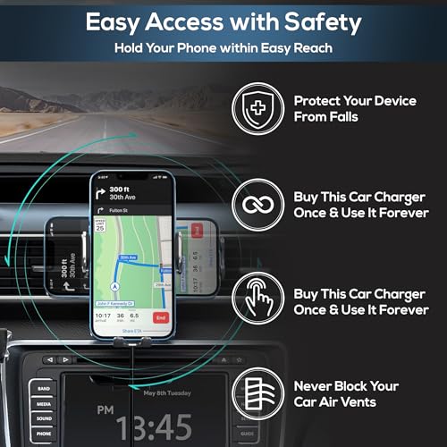 2024 Upgraded Wireless Car Mount Charger - Fast Wireless Car Charger for iPhone, Android, and Qi-Enabled Devices - Auto Clamping 360° Rotating Car Phone Holder