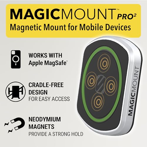 Scosche MP2WDHD MagicMount™ Pro2 Heavy Duty, Extra-Strong Suction Cup Cell Phone Mount, Windshield/Dashboard Magnetic Phone Holder with Anti-Shake Stabilizer for iPhone, Android, Tablet, Car, Truck - size: Pro, style: MagSafe - Window / Dash Suction