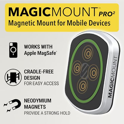 Scosche MP2WDHD MagicMount™ Pro2 Heavy Duty, Extra-Strong Suction Cup Cell Phone Mount, Windshield/Dashboard Magnetic Phone Holder with Anti-Shake Stabilizer for iPhone, Android, Tablet, Car, Truck - size: Pro, style: MagSafe - Window / Dash Suction