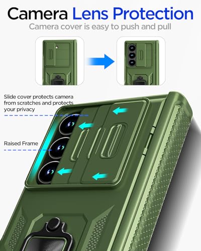 AICase for Samsung Galaxy Z Fold 6 Case [Heavy Duty Protective][Camera Lens Cover][Hinge Protection][360°Ring Magnetic Kickstand] Rugged Shockproof 360 Full Protective Phone Cover for ZFold 6 2024_4 - color: Green+Magnetic stand