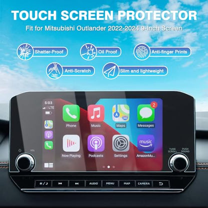 Karltys [Upgrade 2 Pack Mitsubishi Outlander 2022-2024 Screen Protector 9-Inch [No Glare & Fingerprint] for Models SE SEL Black Edition Touchscreen Tempered Glass Outlander Accessories - size: 2022-2024 Mitsubishi Outlander 9-Inch