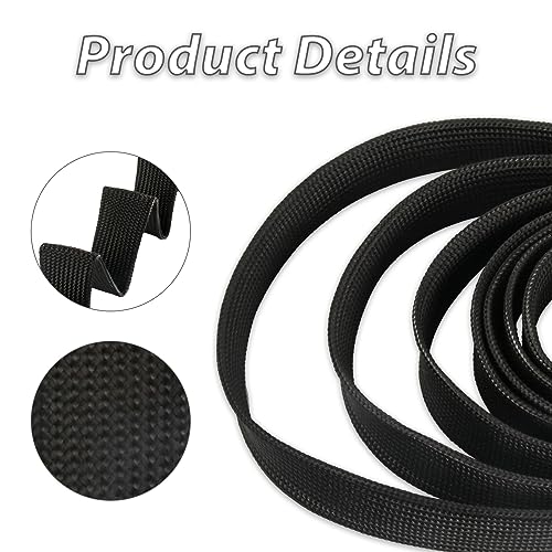Fiberglass Heat Shield Sleeve Adjustable Hose Heat Spark Plug Wire High Temp(5 Feet-0.5''Inch/13MM) For Exhaust Insulation Thermal Wrap Roll Car Brake Line Cable Protection Tape Black - size: 1/2''X 5'