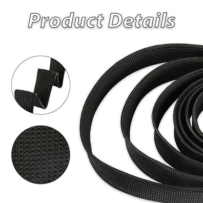 Fiberglass Heat Shield Sleeve Adjustable Hose Heat Spark Plug Wire High Temp(5 Feet-0.5''Inch/13MM) For Exhaust Insulation Thermal Wrap Roll Car Brake Line Cable Protection Tape Black - size: 1/2''X 5'