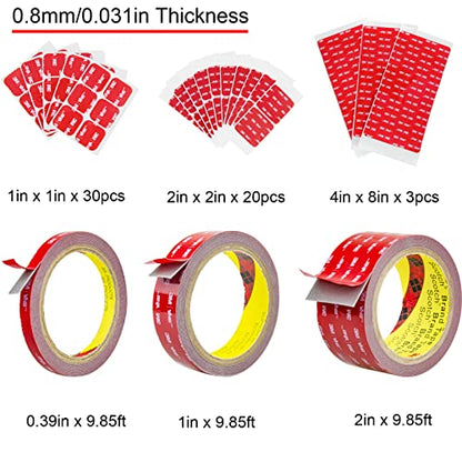 Hasaky Double Side Tape Heavy Duty,0.39in x 10ft Mounting Tape Strong Adhesive Double Sided Tape Waterproof Foam Tape for LED Strip Light Tape Picture Hanging Strips for Wall - size: 0.39in x 9.8ft