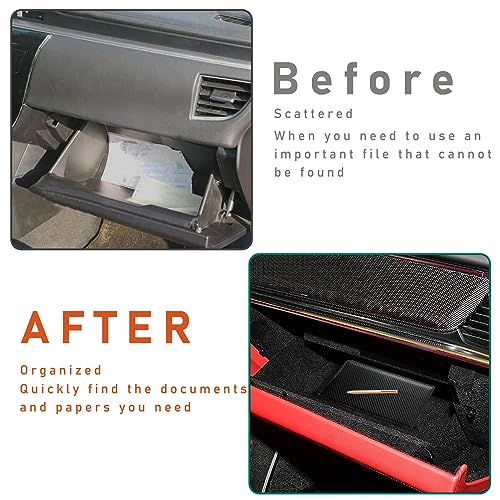 Kewucn Car Registration and Insurance Card Holder, Leather Auto License Document Glove Box Compartment Organizer, Essentials Vehicle Wallet Case for Driver License, ID Card (Black Carbon Fiber) - color: Large-Carbon Fiber Black