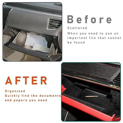 Kewucn Car Registration and Insurance Card Holder, Leather Auto License Document Glove Box Compartment Organizer, Essentials Vehicle Wallet Case for Driver License, ID Card (Black Carbon Fiber) - color: Large-Carbon Fiber Black