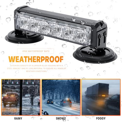Amber Magnetic Wireless Flashing Strobe Light for Vehicles Trucks Car, Battery Operated Rechargeable LED Safety Beacon Lights, Mini Portable Emergency Warning Light Bar (2-Pcs, 2×8in) - color: 2pcs Amber/Amber