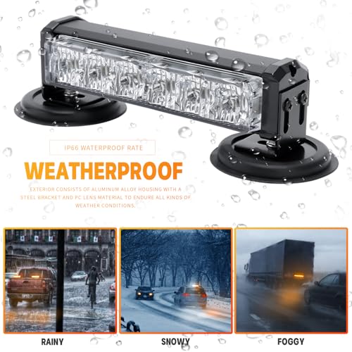 Amber/Green Magnetic Wireless Flashing Strobe Light for Vehicles Trucks Car, Battery Operated Rechargeable LED Safety Beacon Lights, Mini Portable Emergency Warning Light Bar (2-Pcs, 2×8in) - color: 2pcs Amber/Green