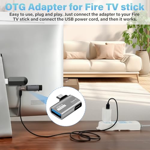 2 Pack OTG Cable Adapter for Fire TV Stick,90 Degree Left & Right Angle Powered Micro USB to USB OTG Adapter for Android Phone Tablet and More Host Devices with Micro USB (with 2 USB A to Micro Cable) - style: 2 Pack