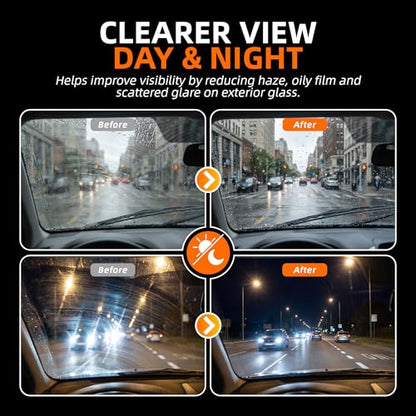 Windshield Glass Coating Kit, 100g Glass Prep Cleaner + 100ml Rain Repellent Spray, Hydrophobic Water Beading Protection, Removes Light Oil Film and Road Grime