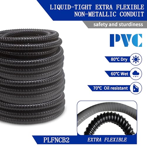 (1/2" Dia * 100 Feet) Yariwiz Black Special Extra Flexible Electrical Conduit Liquid Tight PVC Conduit Kit with 5 PCS Coupling, 5 PCS Elbow and 10 PCS Strap, Sealtight Seal Flex Liquidtight Wire - style: 1/2 inch-100ft-Kit