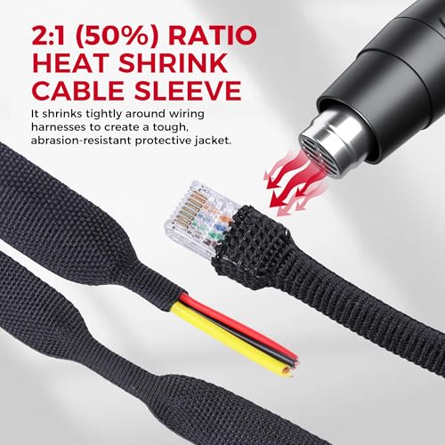 2 in 1 Heat Shrink Braided Sleeving Fabric Tubing 1-1/8"-32FT - size: 1-1/8"(29mm), style: 32FT