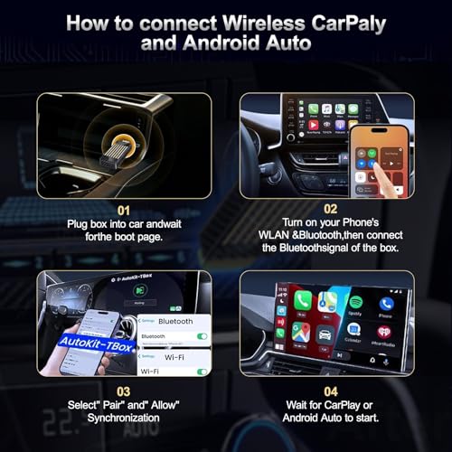 Wireless CarPlay Android Auto Adapter AI Magic Box, Built-in Play Store Netflix YouTube TikTok, HD Screen Mirroring, Plug and Play Video Adapter for OEM Factory Wired CarPlay Vehicles