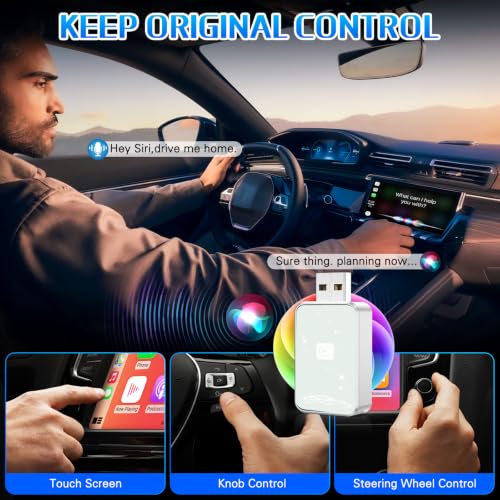 Mini Wireless Carplay Adapter for Apple for iPhone, 2026 Upgraded Convert Wired to Wireless Car Play Adapter,Fast Auto-Connect & No Latency Dongle,Plug & Play, USB A/C Included for iOS