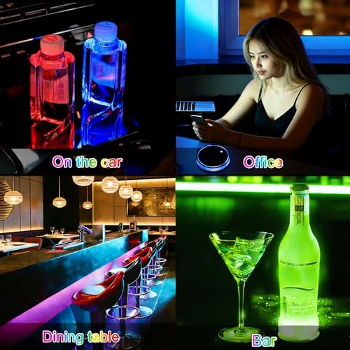 2Pcs 12 Gauge LED Car Cup Holder Coasters 7 Colors 3 Modes Lights Up Cups - color: 12 Gauge Bullet