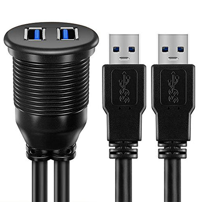 OBVIS 2 Ports Dual USB 3.0 AUX Flush Mount Cable -(6 Feet)