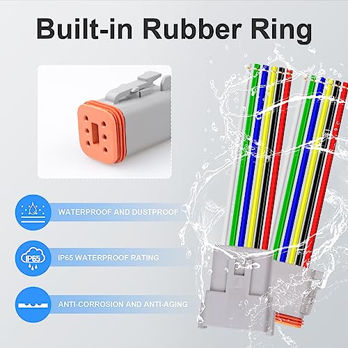 Exqutoo 2Pack 6-Pin DT Connector Male and Female Wire Connectors - size: 6-pin/2pack