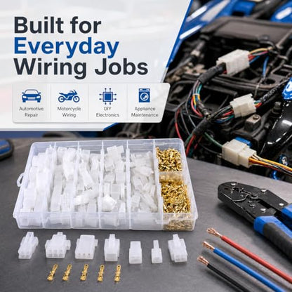 580PCS 2.8mm Wire Connector Kit - Automotive Electrical Connector Assortment with 2 3 4 6 9 Pin Male & Female Plug Housings and Crimp Terminals - Universal Wiring Repair Kit for Car Motorcycle Boat
