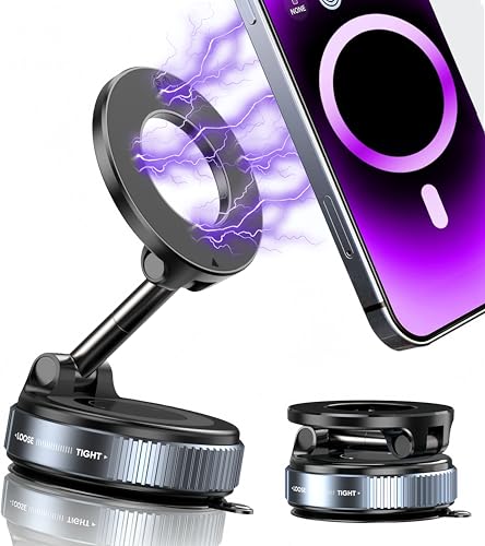 snanlen Upgraded 360° Vacuum Magnetic Phone Holder, Magnetic Car Phone Mount, Hands-Free Suction Cup Phone Holder for Car/Gym/Mirror/Shower, Car Mount Compatible with iPhone 17 Pro Max/Android - color: Black