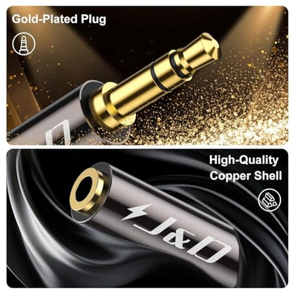 J&D 1/8 Inch TRS Stereo Y Splitter Cable, Gold Plated Copper Shell 3.5mm Female to Dual Male Adapter, Only Suitable for Switching, 0.65 Feet - size: 0.65 Feet