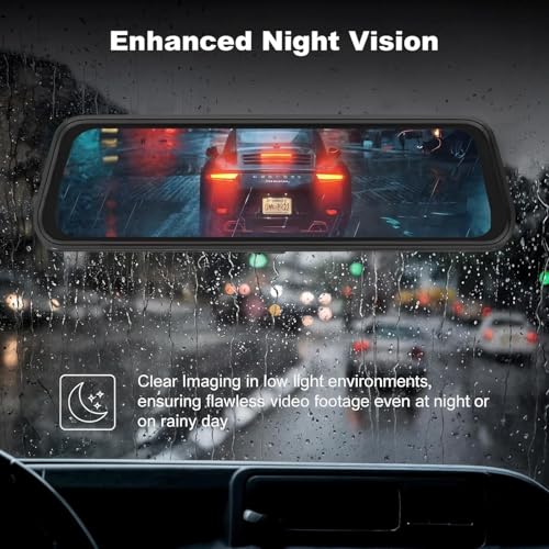 Rear View Mirror Dash Camera for Car Security Front and Rear Dash Cam, Dashcam 10’’ Touch Screen Dual Cameras Car Video Recorder Night Vision G-Sensor Parking Assistance 24H Parking Monitor