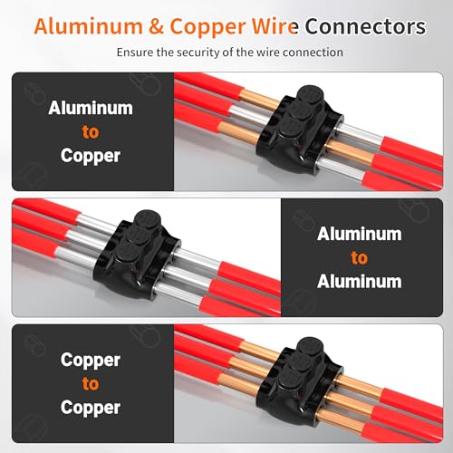 Joinfworld 3 Port Insulated Multi Tap Connector Dual Entry 2-14 AWG Aluminum to Copper Wire Connectors Aluminum Insulated Wire Splice Connectors with Slotted Allen Hex - 6 Pack - size: 2-14 AWG