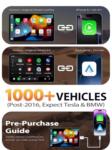 Wireless CarPlay Adapter & Android Auto Adapter, One-Click User Switch, Fast & Stable, Converts Wired to Wireless, Stable Connection Car Play Dongle for iOS 10+ / Android 11+ (Purple) - color: purple