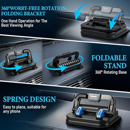Car Phone Holder 360 Degree Rotation,Suction Cup Fixed Non-Slip Mobile Phone Holder Suitable (Orange) - color: Orange